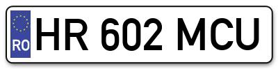 Placuta inmatriculare numar auto  HR-602-MCU, HR 602 MCU, HR602MCU