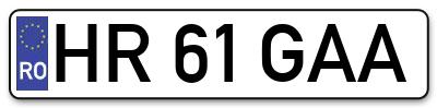 Placuta inmatriculare numar auto  HR-61-GAA, HR 61 GAA, HR61GAA
