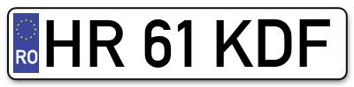 Placuta inmatriculare numar auto  HR-61-KDF, HR 61 KDF, HR61KDF