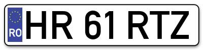Placuta inmatriculare numar auto  HR-61-RTZ, HR 61 RTZ, HR61RTZ