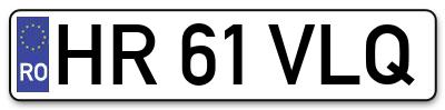 Placuta inmatriculare numar auto  HR-61-VLQ, HR 61 VLQ, HR61VLQ