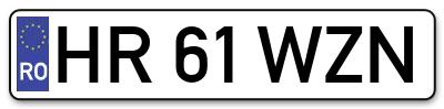 Placuta inmatriculare numar auto  HR-61-WZN, HR 61 WZN, HR61WZN