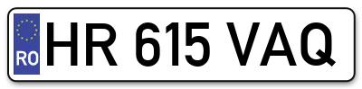 Placuta inmatriculare numar auto  HR-615-VAQ, HR 615 VAQ, HR615VAQ