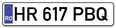 Placuta inmatriculare numar auto  HR-617-PBQ, HR 617 PBQ, HR617PBQ