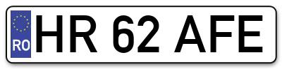 Placuta inmatriculare numar auto  HR-62-AFE, HR 62 AFE, HR62AFE