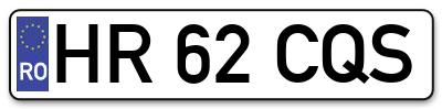 Placuta inmatriculare numar auto  HR-62-CQS, HR 62 CQS, HR62CQS