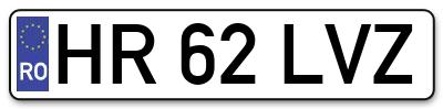 Placuta inmatriculare numar auto  HR-62-LVZ, HR 62 LVZ, HR62LVZ