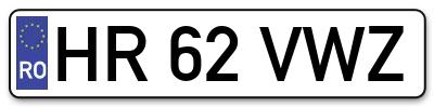 Placuta inmatriculare numar auto  HR-62-VWZ, HR 62 VWZ, HR62VWZ