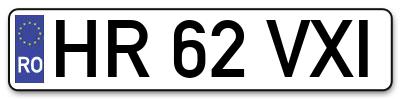 Placuta inmatriculare numar auto  HR-62-VXI, HR 62 VXI, HR62VXI