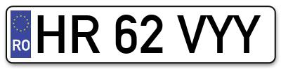 Placuta inmatriculare numar auto  HR-62-VYY, HR 62 VYY, HR62VYY