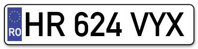 Placuta inmatriculare numar auto  HR-624-VYX, HR 624 VYX, HR624VYX