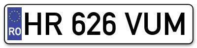 Placuta inmatriculare numar auto  HR-626-VUM, HR 626 VUM, HR626VUM