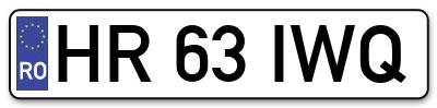 Placuta inmatriculare numar auto  HR-63-IWQ, HR 63 IWQ, HR63IWQ