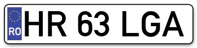 Placuta inmatriculare numar auto  HR-63-LGA, HR 63 LGA, HR63LGA