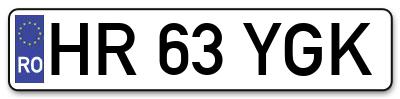 Placuta inmatriculare numar auto  HR-63-YGK, HR 63 YGK, HR63YGK
