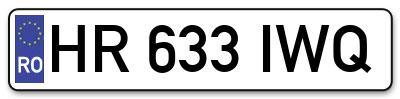 Placuta inmatriculare numar auto  HR-633-IWQ, HR 633 IWQ, HR633IWQ