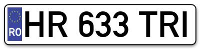 Placuta inmatriculare numar auto  HR-633-TRI, HR 633 TRI, HR633TRI