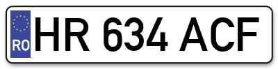 Placuta inmatriculare numar auto  HR-634-ACF, HR 634 ACF, HR634ACF