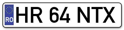 Placuta inmatriculare numar auto  HR-64-NTX, HR 64 NTX, HR64NTX