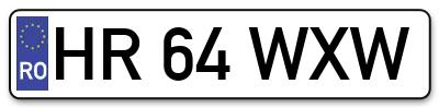 Placuta inmatriculare numar auto  HR-64-WXW, HR 64 WXW, HR64WXW