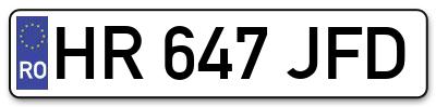 Placuta inmatriculare numar auto  HR-647-JFD, HR 647 JFD, HR647JFD