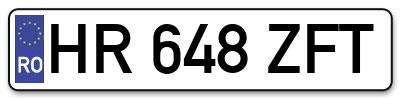 Placuta inmatriculare numar auto  HR-648-ZFT, HR 648 ZFT, HR648ZFT