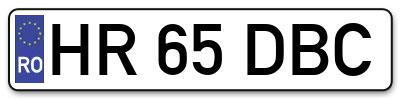 Placuta inmatriculare numar auto  HR-65-DBC, HR 65 DBC, HR65DBC