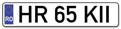 Placuta inmatriculare numar auto  HR-65-KII, HR 65 KII, HR65KII
