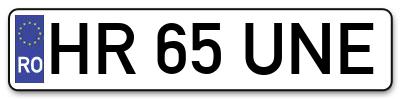 Placuta inmatriculare numar auto  HR-65-UNE, HR 65 UNE, HR65UNE