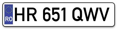 Placuta inmatriculare numar auto  HR-651-QWV, HR 651 QWV, HR651QWV