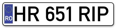 Placuta inmatriculare numar auto  HR-651-RIP, HR 651 RIP, HR651RIP