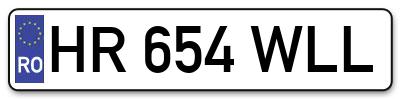Placuta inmatriculare numar auto  HR-654-WLL, HR 654 WLL, HR654WLL