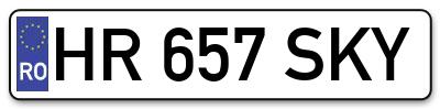 Placuta inmatriculare numar auto  HR-657-SKY, HR 657 SKY, HR657SKY