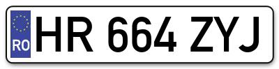 Placuta inmatriculare numar auto  HR-664-ZYJ, HR 664 ZYJ, HR664ZYJ