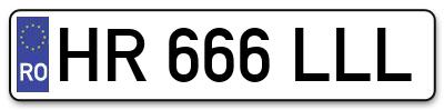 Placuta inmatriculare numar auto  HR-666-LLL, HR 666 LLL, HR666LLL