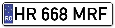 Placuta inmatriculare numar auto  HR-668-MRF, HR 668 MRF, HR668MRF