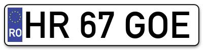 Placuta inmatriculare numar auto  HR-67-GOE, HR 67 GOE, HR67GOE