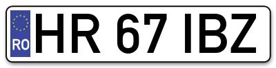 Placuta inmatriculare numar auto  HR-67-IBZ, HR 67 IBZ, HR67IBZ