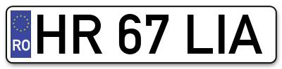 Placuta inmatriculare numar auto  HR-67-LIA, HR 67 LIA, HR67LIA