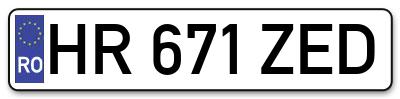 Placuta inmatriculare numar auto  HR-671-ZED, HR 671 ZED, HR671ZED