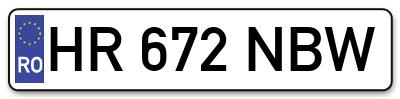Placuta inmatriculare numar auto  HR-672-NBW, HR 672 NBW, HR672NBW