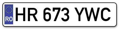Placuta inmatriculare numar auto  HR-673-YWC, HR 673 YWC, HR673YWC