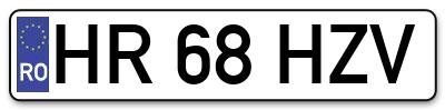 Placuta inmatriculare numar auto  HR-68-HZV, HR 68 HZV, HR68HZV