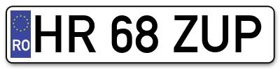 Placuta inmatriculare numar auto  HR-68-ZUP, HR 68 ZUP, HR68ZUP