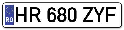 Placuta inmatriculare numar auto  HR-680-ZYF, HR 680 ZYF, HR680ZYF