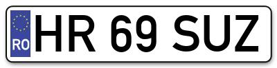 Placuta inmatriculare numar auto  HR-69-SUZ, HR 69 SUZ, HR69SUZ