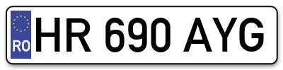 Placuta inmatriculare numar auto  HR-690-AYG, HR 690 AYG, HR690AYG