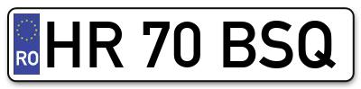 Placuta inmatriculare numar auto  HR-70-BSQ, HR 70 BSQ, HR70BSQ
