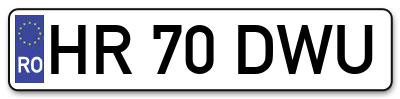 Placuta inmatriculare numar auto  HR-70-DWU, HR 70 DWU, HR70DWU