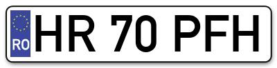 Placuta inmatriculare numar auto  HR-70-PFH, HR 70 PFH, HR70PFH